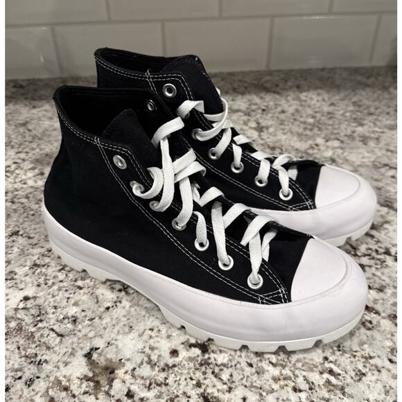 Converse Lugged Hi Platform Sneakers Women's 8 Black Shoes High Top Chuck Taylor - Picture 2 of 7